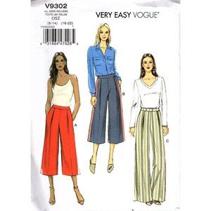Very Easy Vogue V9302 Misses 6 to 22 Pleated Pants Uncut Sewing Pattern All Size